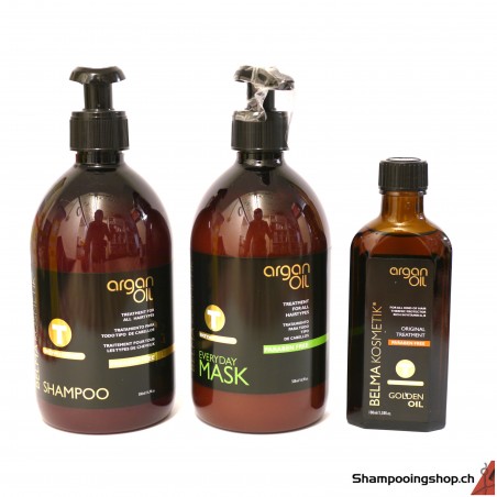 AktionTanino Every Day Enzymotherapy Argan Oil shampoo 500ml, Mask 500ml und Arganöl100ml Bema Kosmetik
