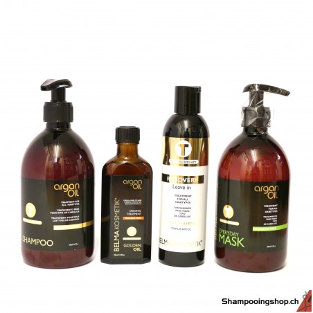 Set Tanino Enzymotherapy Belma Kosmetik: Argan Oil100ml + Recovery 250ml + Shampoo 500ml + Mask 500ml,