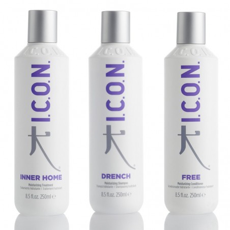 Lot Hydratation Intense ICON Shampooing Drench+  Conditionneur Free+ Masque Inner Home