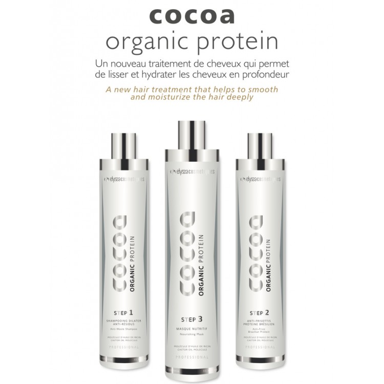 COCOA ORGANIC Smoothing kit with Tannin, without Formol. Shampoo +  Smoothing care + Mask (3x100ml) Elyssa Cosmetiques
