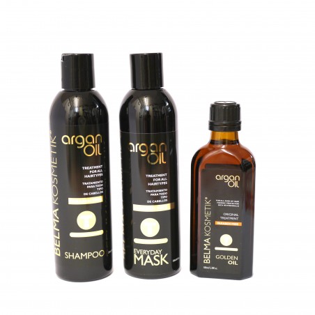 Lot TANINO Enzymothérapy, entretien lissage au Tanin: Shampooing + Mask + Argan OIl,  à l´huile d ' Argan. Belma Kosmetik